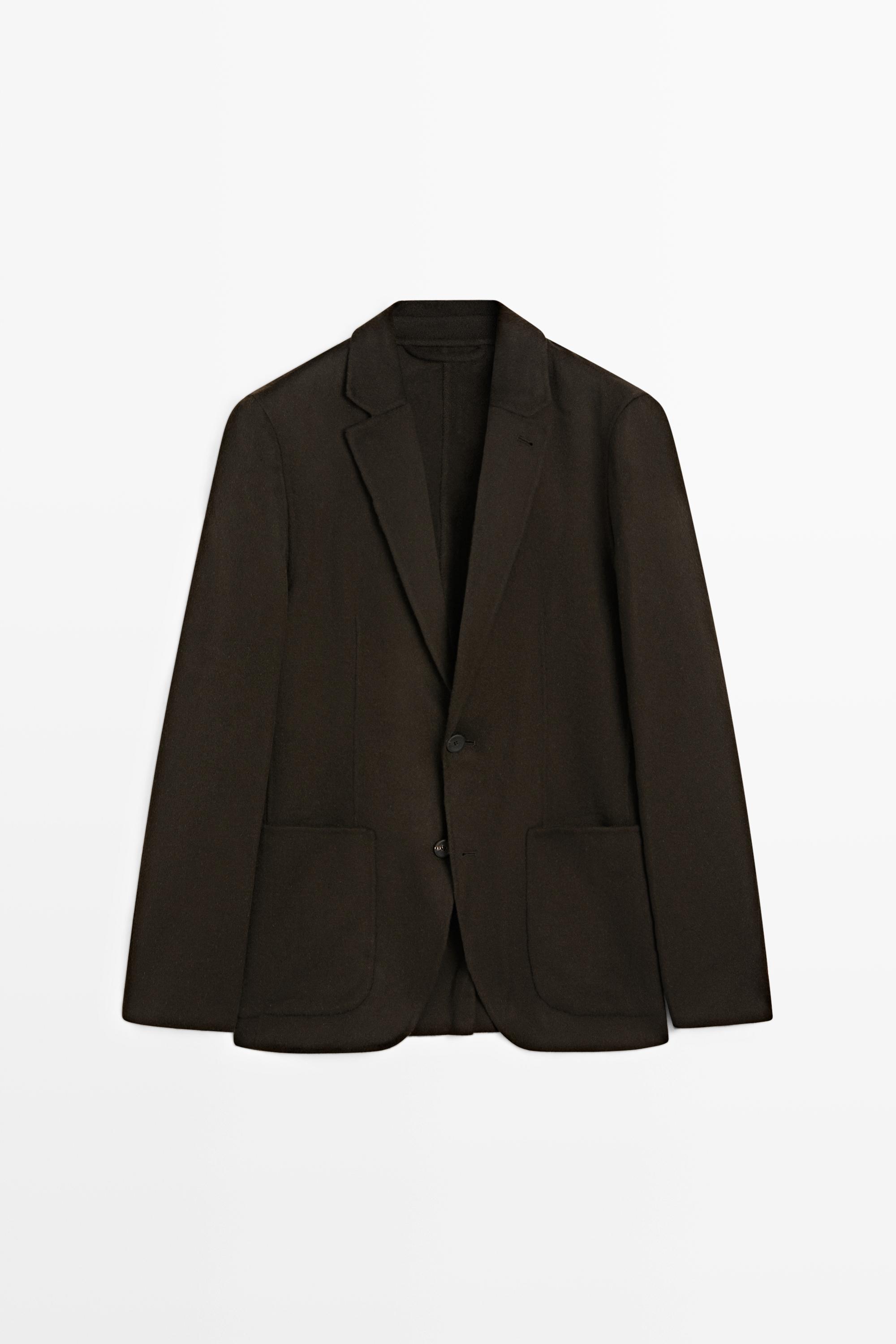 Double-layer wool blend blazer