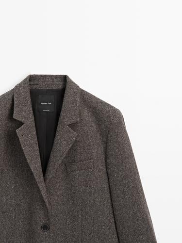 Zara Knickerbocker yarn effect suit blazer - Chocolate