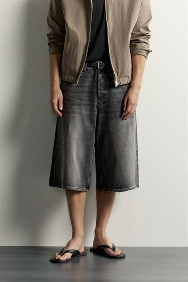 Zara 寬鬆版牛仔短褲 - 灰色