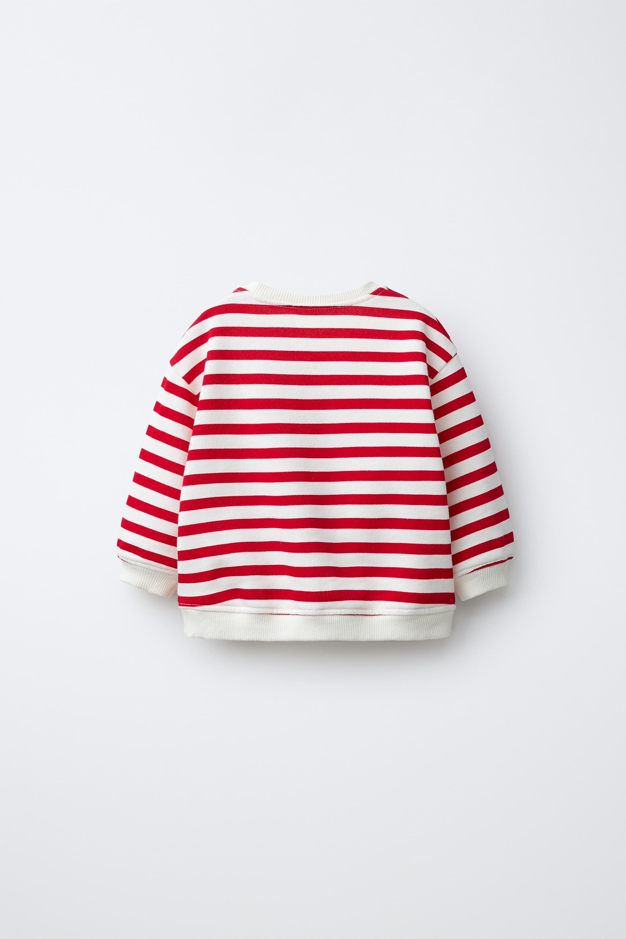 STRIPED SWEATSHIRT WITH APPLE APPLIQUÉ