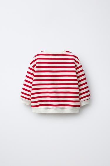 SWEAT À RAYURES ET APPLIQUÉ POMME - Rouge / Blanc de Zara - Image 1