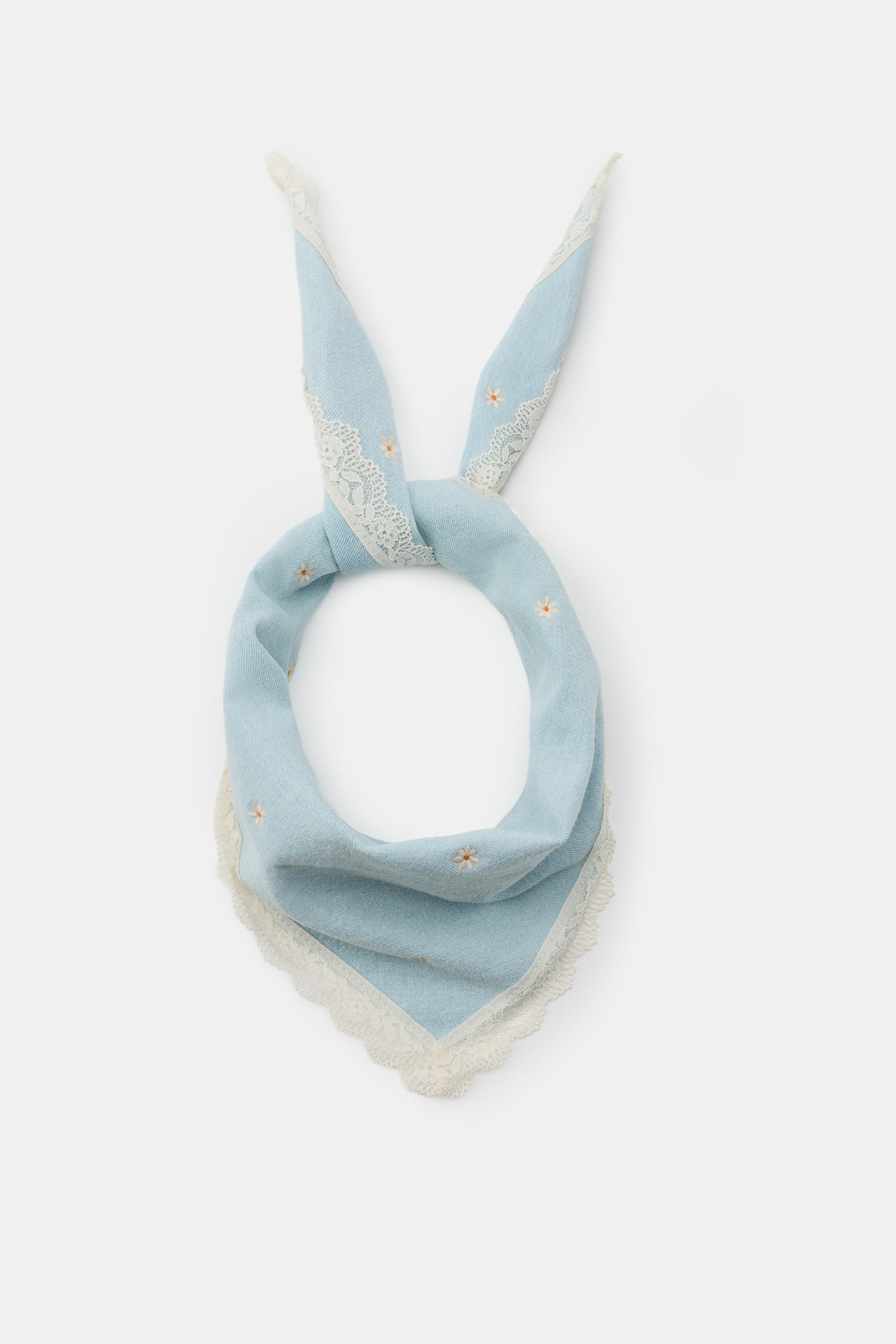 Женские аксессуары Zara FLORAL EMBROIDERED BANDANA SCARF — фото 2