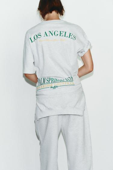 COTTON TEXT T-SHIRT - Grey marl by Zara - Image 4