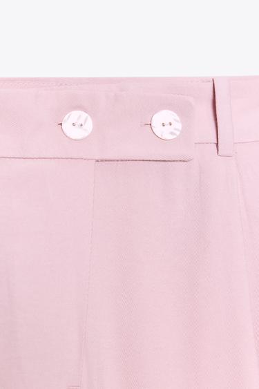 WIDE-LEG DARTED TROUSERS - Pastel pink by Zara - Image 6