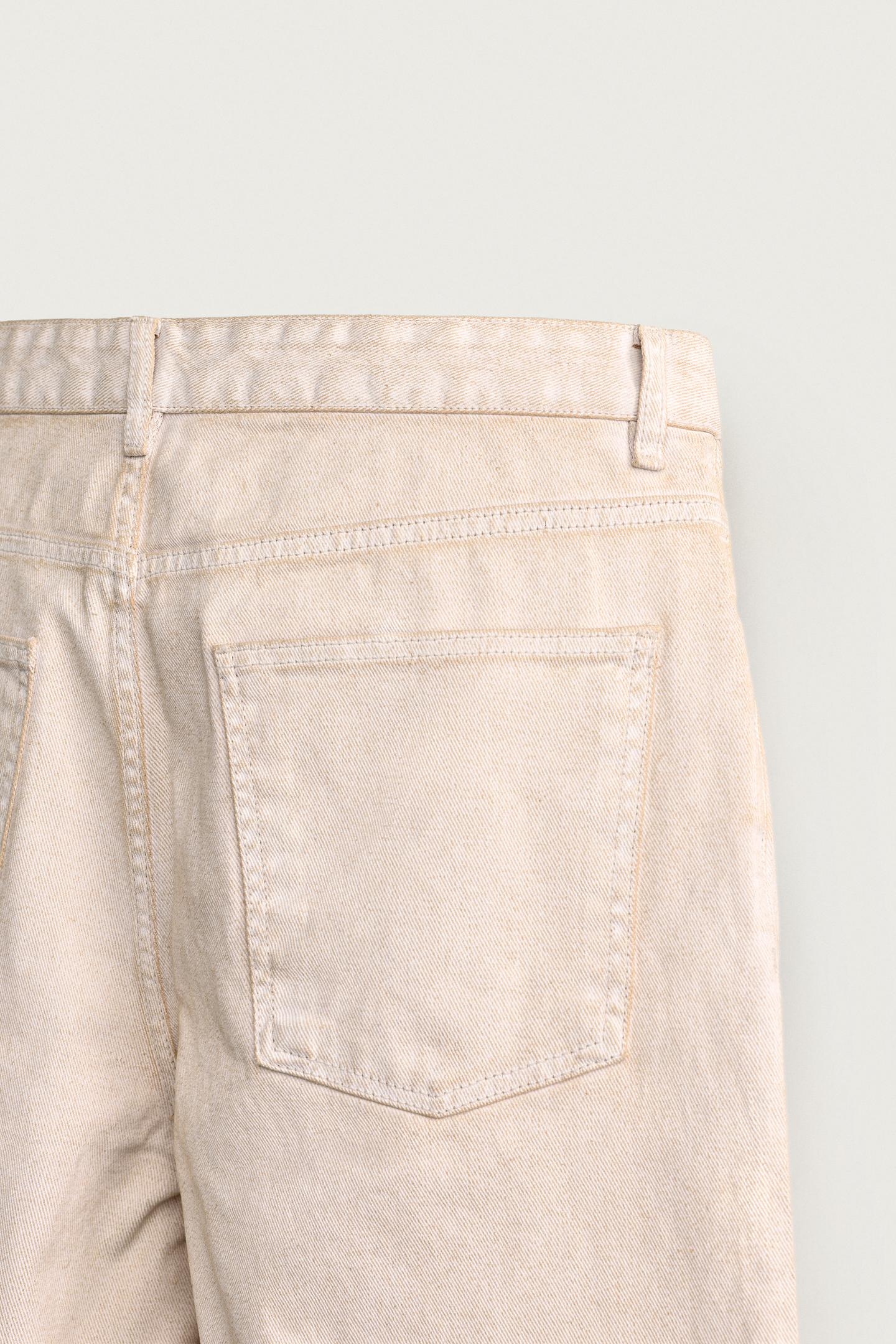 Мужские брюки Zara Washed Straight Fit, цвет: Ванильный — фото 10