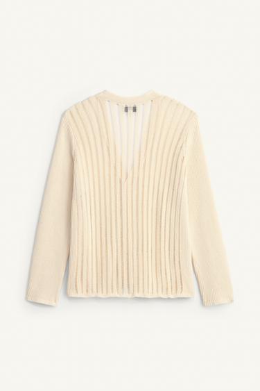 OPENWORK TEXTURED CARDIGAN - Light beige by Zara - Image 5