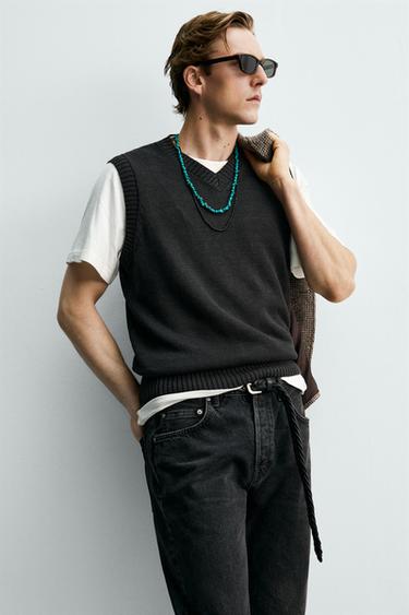 GILET EN MAILLE 100 % LIN AARON LEVINE X ZARA - Chocolat de Zara - Image 5