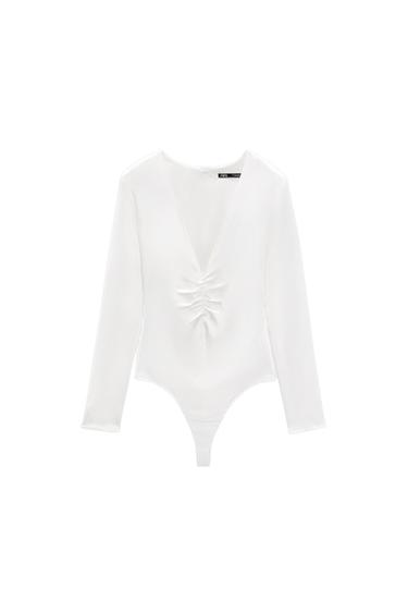 RUCHED SATIN EFFECT BODYSUIT