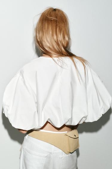 POPLIN BALLOON SLEEVE TOP - White by Zara - Image 5