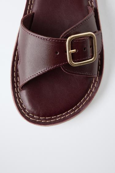 BUCKLED LEATHER SANDALS - Brown by Zara - Image 4