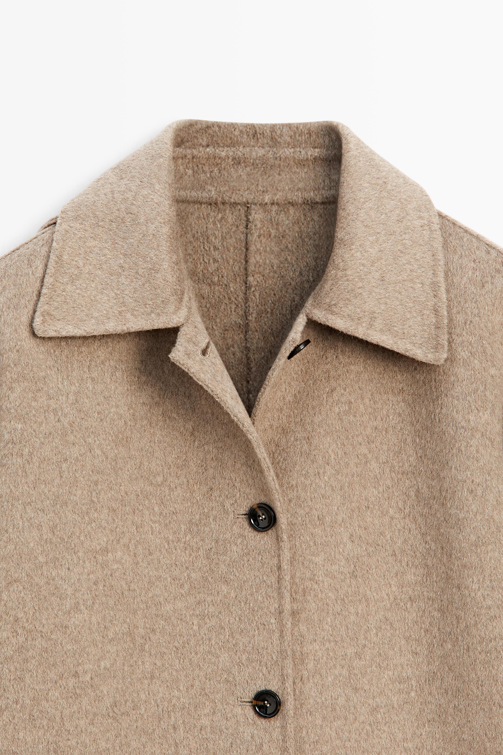Melange coat with collar detail