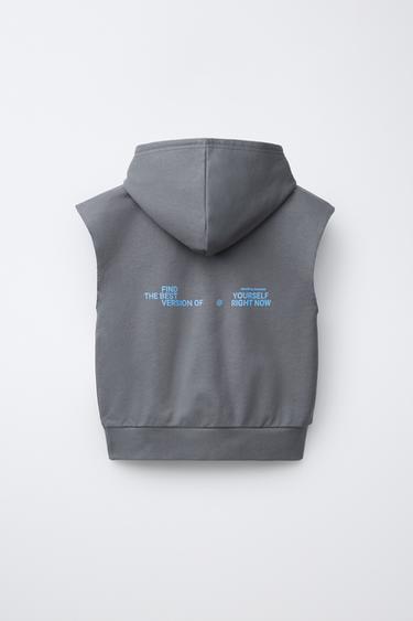 GILET MOLLETON CAPUCHE GRAFFITI - Anthracite foncé de Zara - Image 1