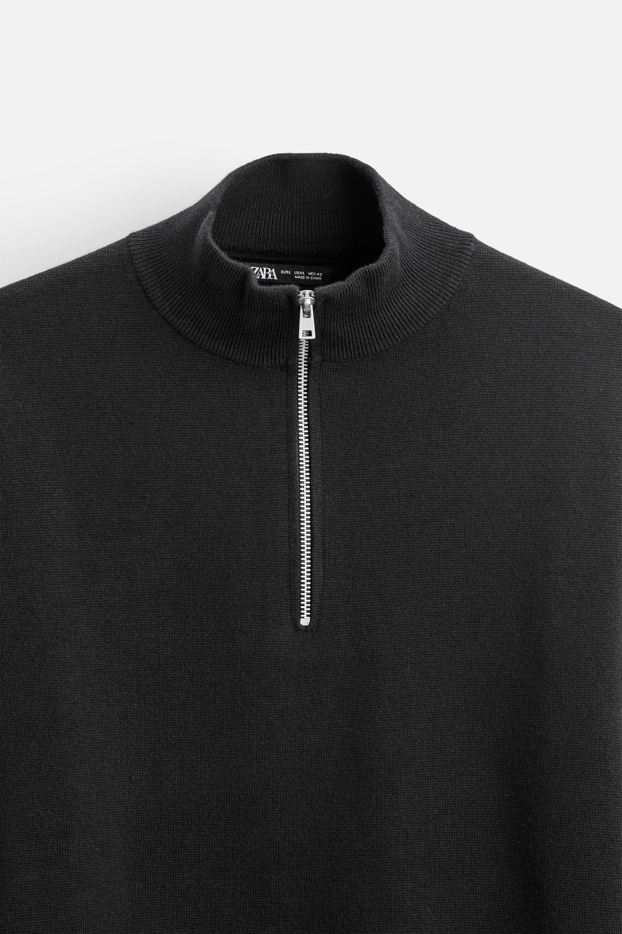 Zara Quarter Zip Sweater Black Men