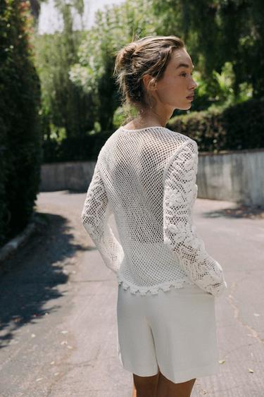 TOP DENTELLE BRODÉE - Blanc de Zara - Image 3