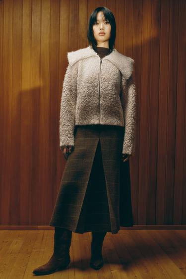 Zara 圈圈紗針織開襟衫 - 裸色