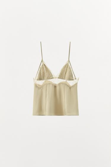 LIMITED EDITION SATIN LACE TOP - Vanilla by Zara - Image 1