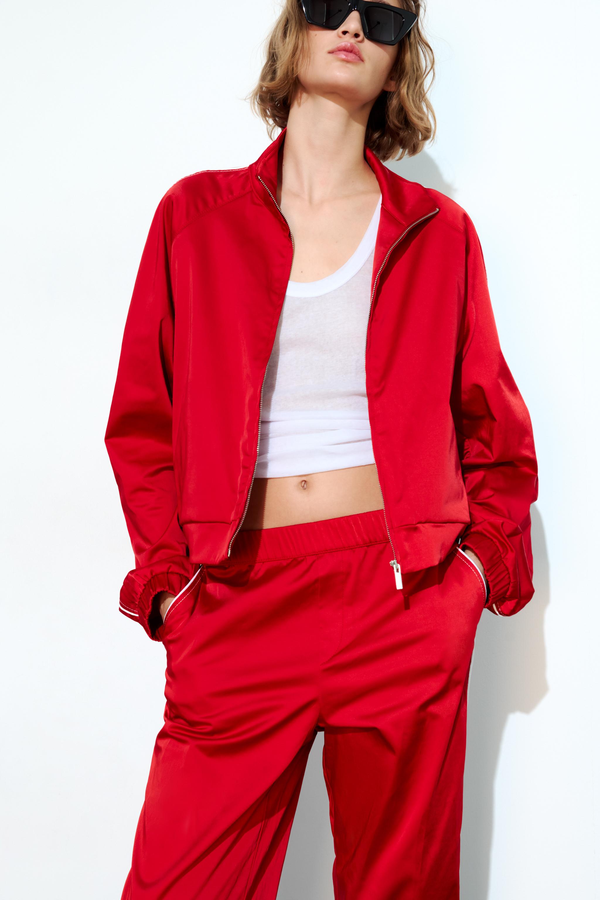 Calvin Klein Womens Satin-Stripe Flat Front Dress Pants Red 4 at