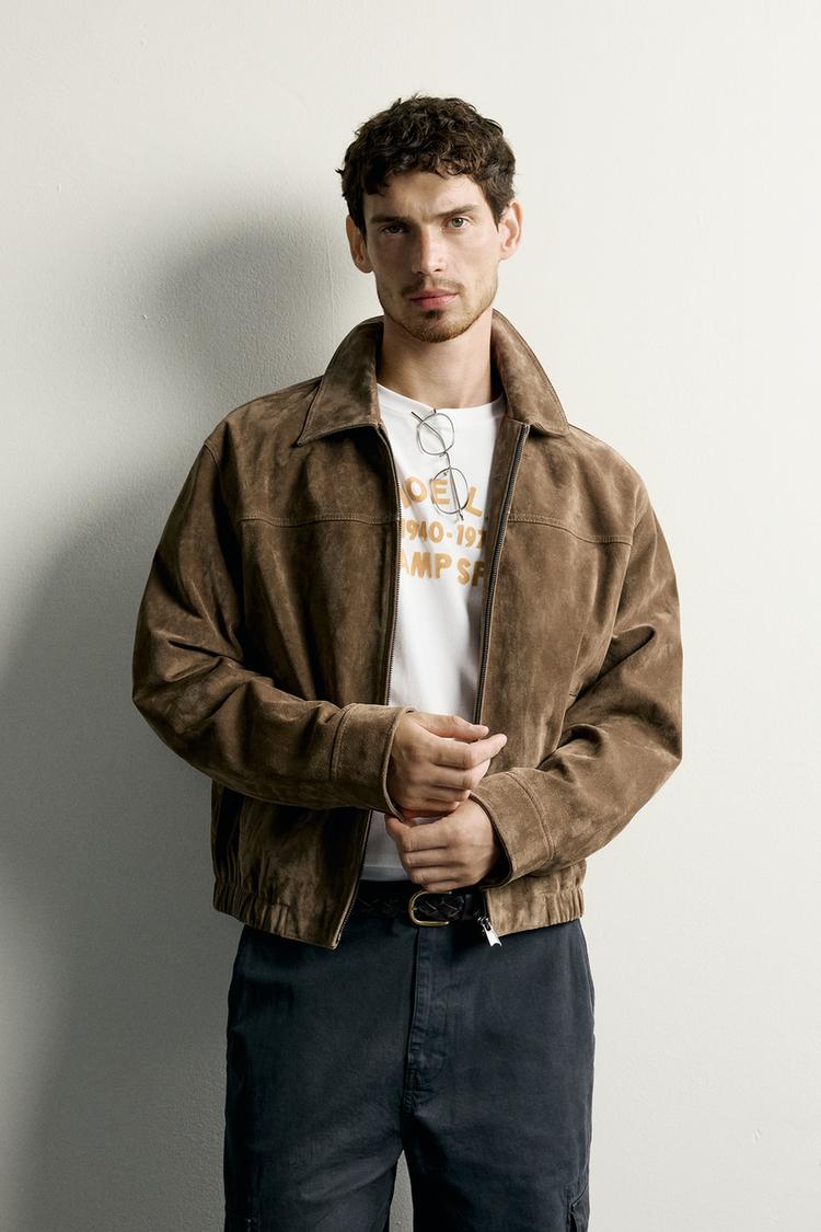 Chaqueta de piel de ante de corte regular 2