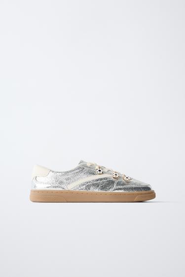 Zara METALLIC SNEAKERS - Silver