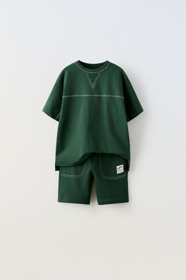 FUTBOLKA VA BERMUDA SHORTIK KOMBINATSIYA - Yashil Zara tomonidan - Tasvir 0