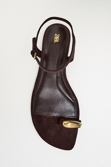 SANDALS WITH METAL DETAIL - Brown by Zara