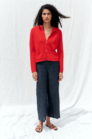 CHAQUETA PUNTO LISO - Rojo de Zara