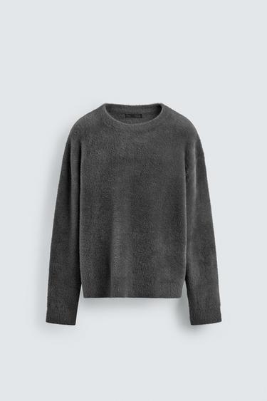 Zara 毛絨休閒版針織衫 - 灰色