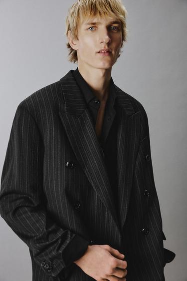 DOUBLE-BREASTED PINSTRIPE SUIT BLAZER - Black by Zara - Image 4