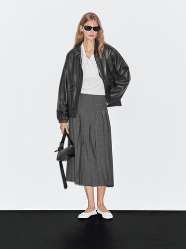 Zara Midi skirt with box pleats - Anthracite Gray