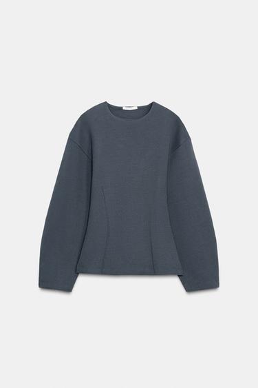 INTERLOCK TOP WITH DARTS - Dark grey by Zara