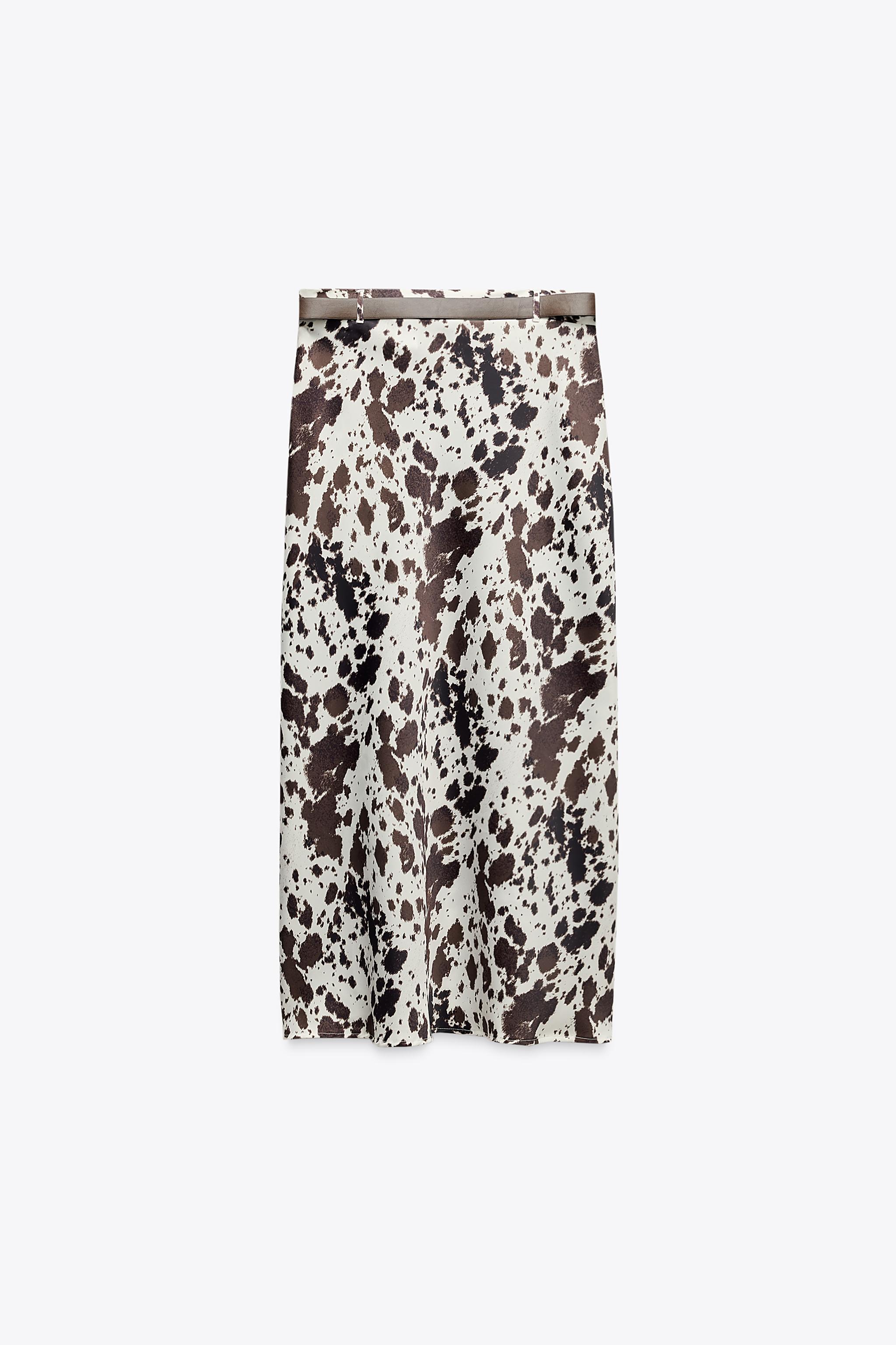 【ZARA】プリント柄サテンベルト付きスカート 3152/409/050 プリント柄サテンベルト付きスカート - 単一 | ZARA Japan / 日本