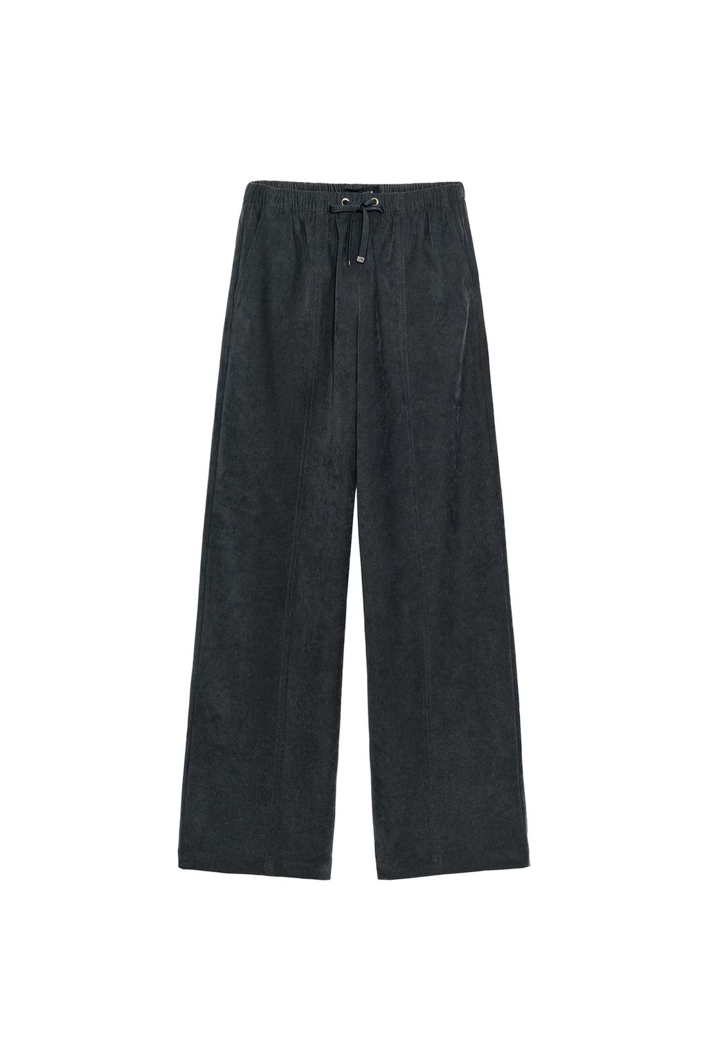 Wide-Leg Trousers With Elastic Waist - Anthracite Grey by Zara
