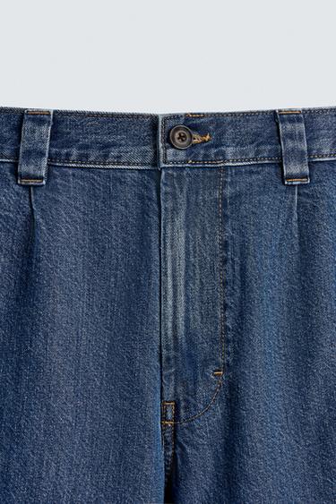 PLEATED RELAXED FIT DENIM BERMUDA SHORTS - Blue by Zara - Image 9