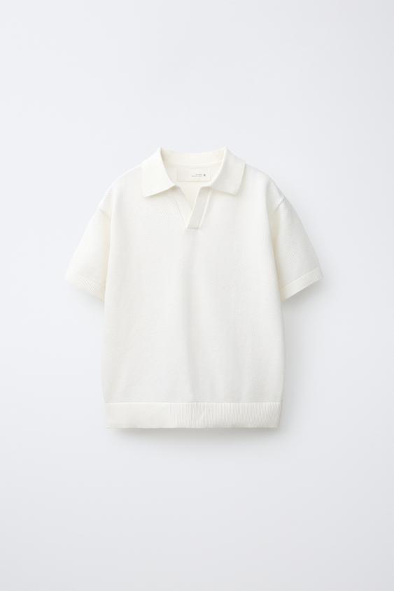 KNIT PIQUÉ POLO SHIRT - White de Zara - Imagen 0