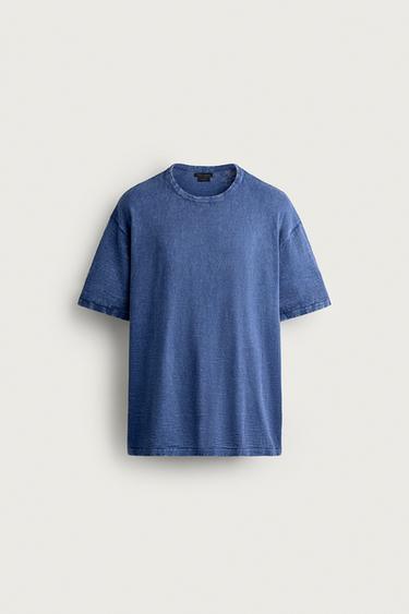 TEXTURED KNIT T-SHIRT - Ink blue by Zara