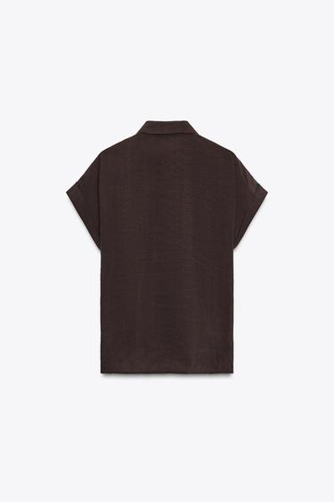 CHEMISE NŒUD AVANT - Marron de Zara - Image 4
