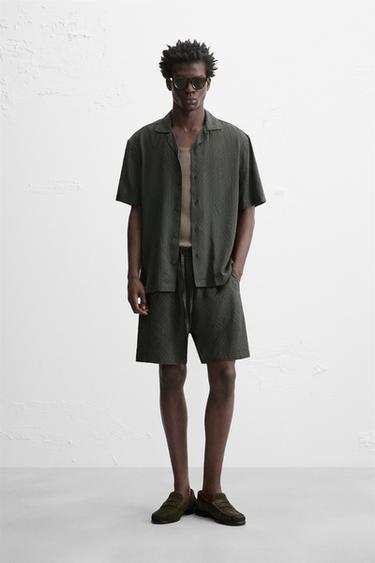 CALÇÕES BERMUDA JACQUARD GEOMÉTRICO - Caqui-escuro da Zara - Imagem 0