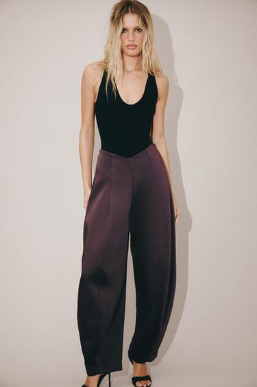 SATIN BALLOON TROUSERS - Burgundy by Zara