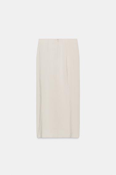 GATHERED SARONG MIDI SKIRT - Light beige by Zara - Image 7