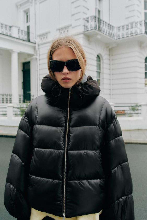 ANORAK MATELASSÉ À CAPUCHE DÉPERLANT - Noir | ZARA France