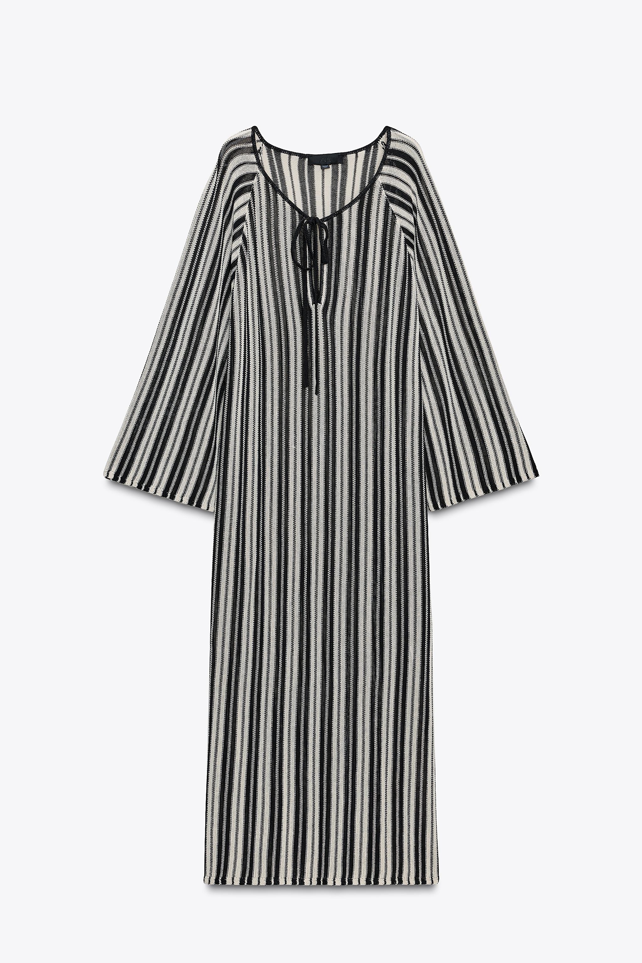 ROBE EN MAILLE RAYÉE AVEC LIN