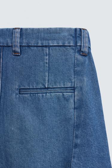 RELAXED FIT PLEATED DENIM BERMUDA SHORTS - Blue by Zara - Image 10