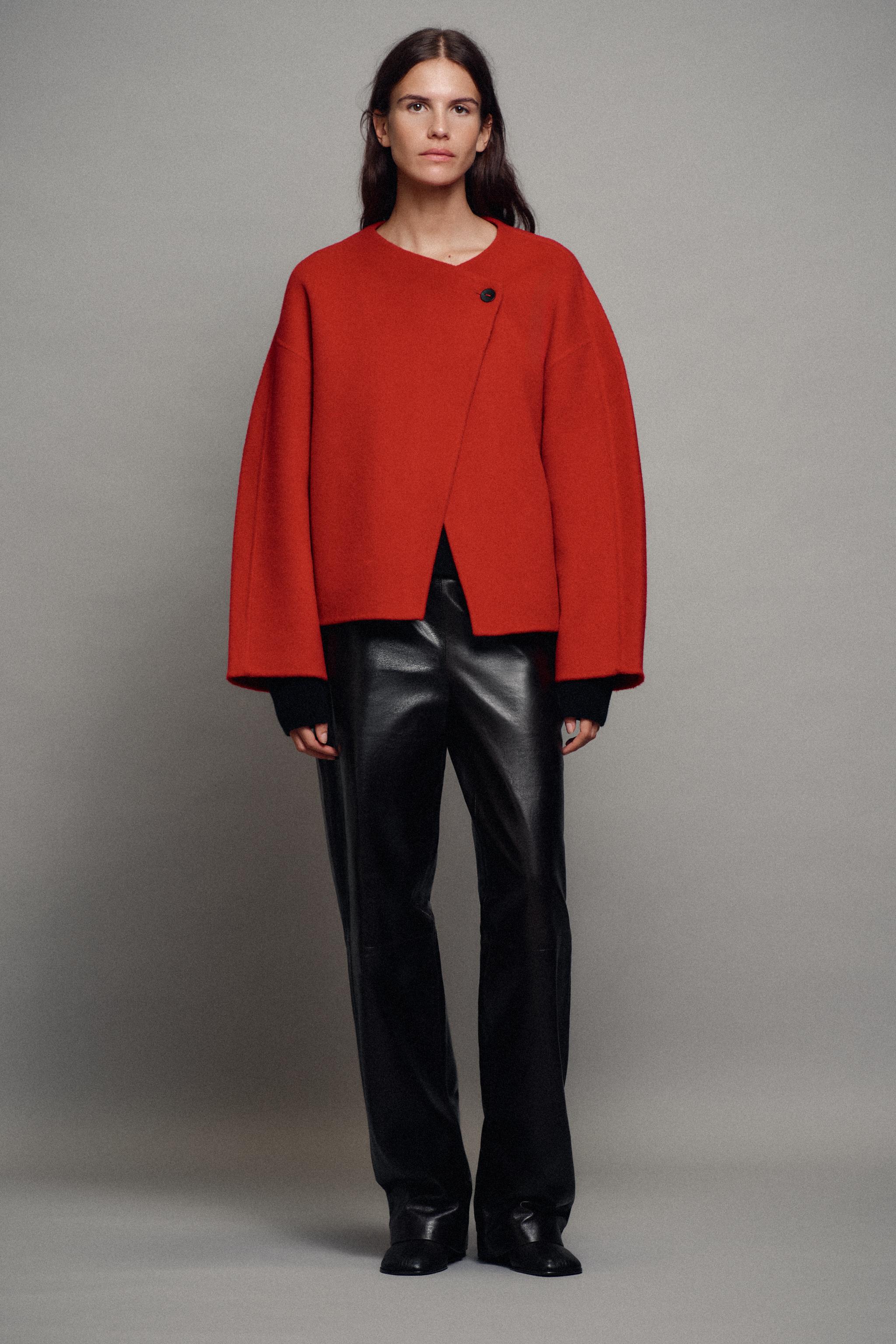 【todayful】wool short coat ZW COLLECTION WOOL-BLEND SHORT COAT - Red | ZARA United States