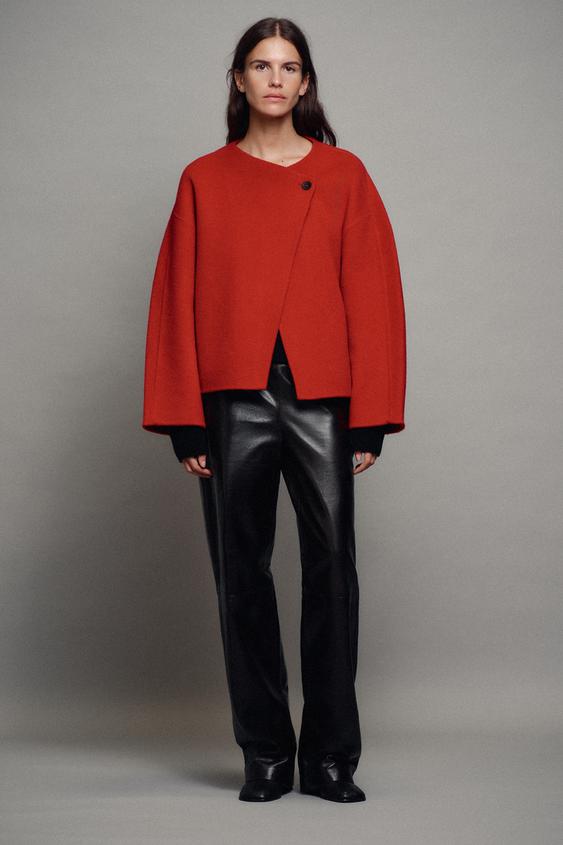 ZW COLLECTION SHORT WOOL-BLEND COAT - Red by Zara - Image 0