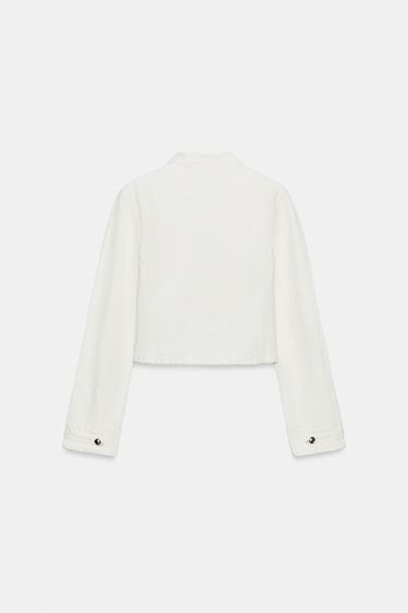 VESTE EN DENIM TRF AJUSTÉE À BOUTONS - Blanc cassé de Zara - Image 8