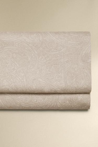 PAISLEY SATEEN FLAT SHEET - Light grey by Zara