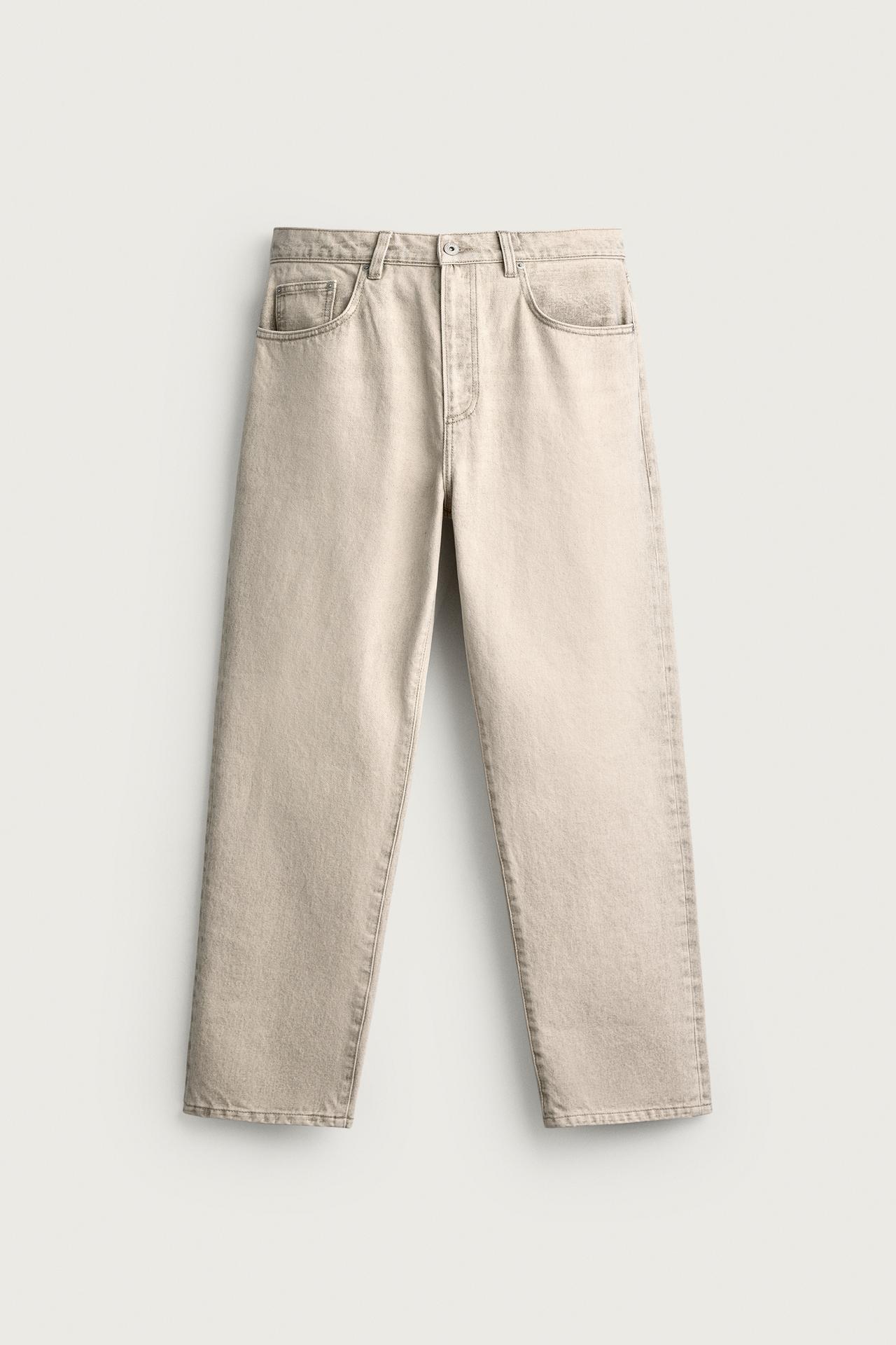 STRAIGHT ANKLE-FIT JEANS — Light gray