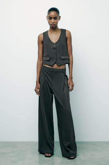 PANTALÓN PLIEGUES - Azul / Gris de Zara