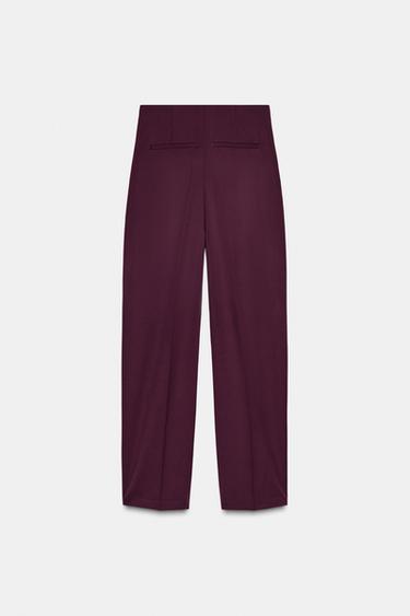 PAPER BAG TROUSERS WITH DARTS - Burgundy by Zara