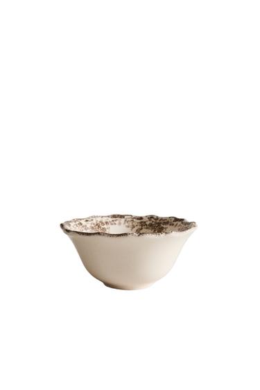 FLORAL EARTHENWARE SNACK BOWL - Brown by Zara
